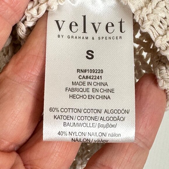 Velvet Women's Layla Tank Cotton Crocheted Cropped MSRP $139 Women's Size Small - Picture 8 of 8